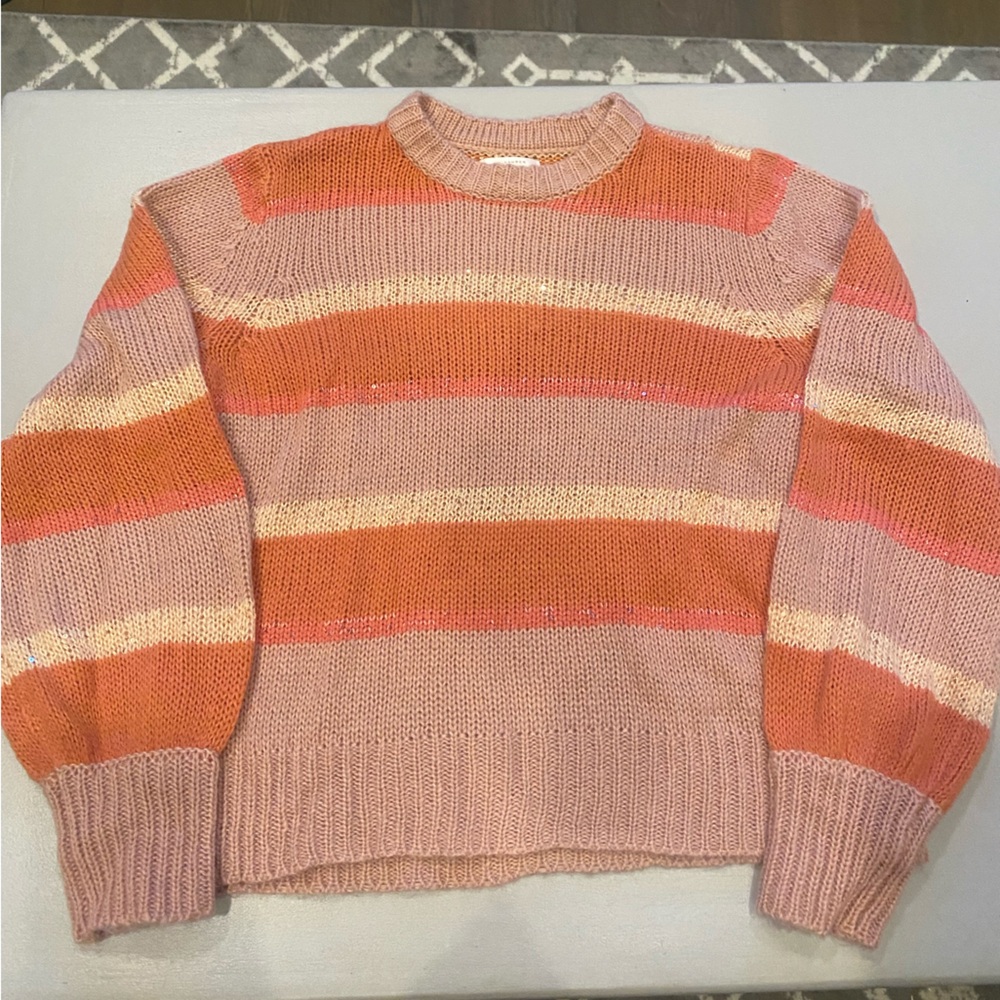 Last day! Taking to consignment. Coral and light pink striped sweater